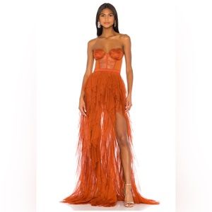 x REVOLVE Bustier Gown For Love & Lemons in Rust (S)